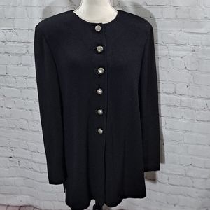 St. John Black Santana Knit Cardigan